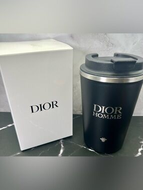 Dior Homme Black Stainless Steel Travel Mug 12oz GWP